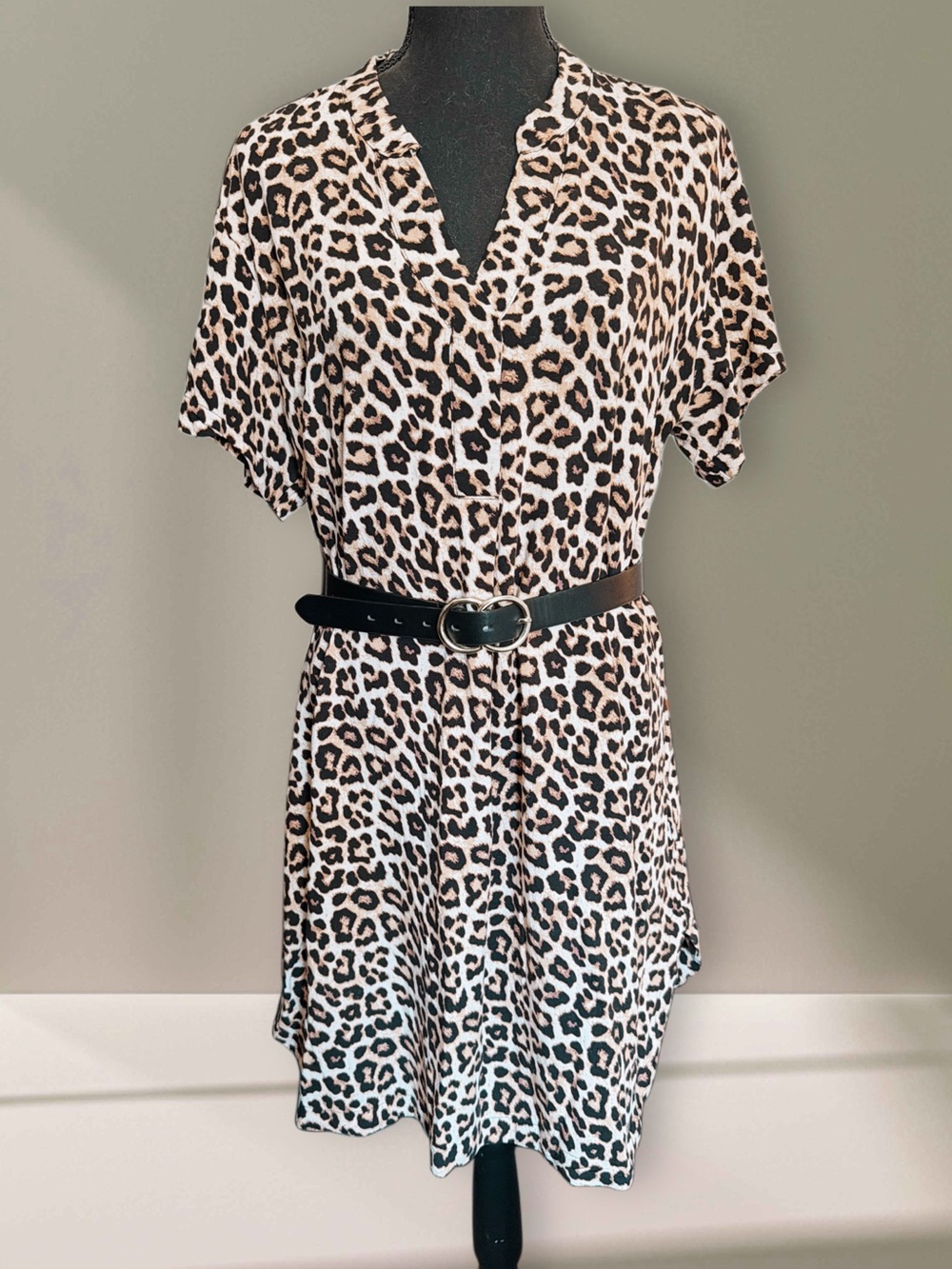 H&M Leopard Print Mini Dress in Beige and Black